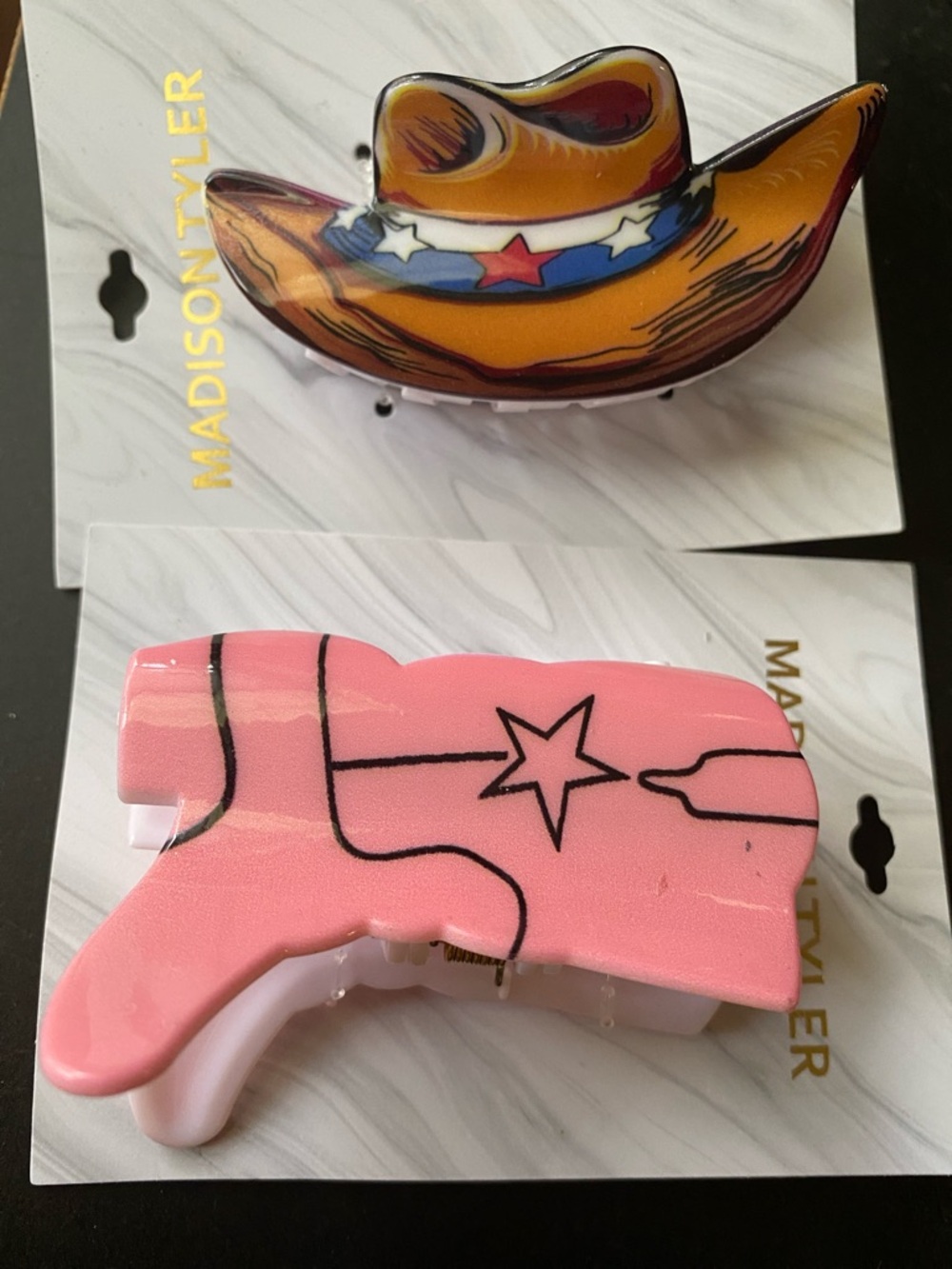 Cowboy Hat & Pink Boot Hair Clips